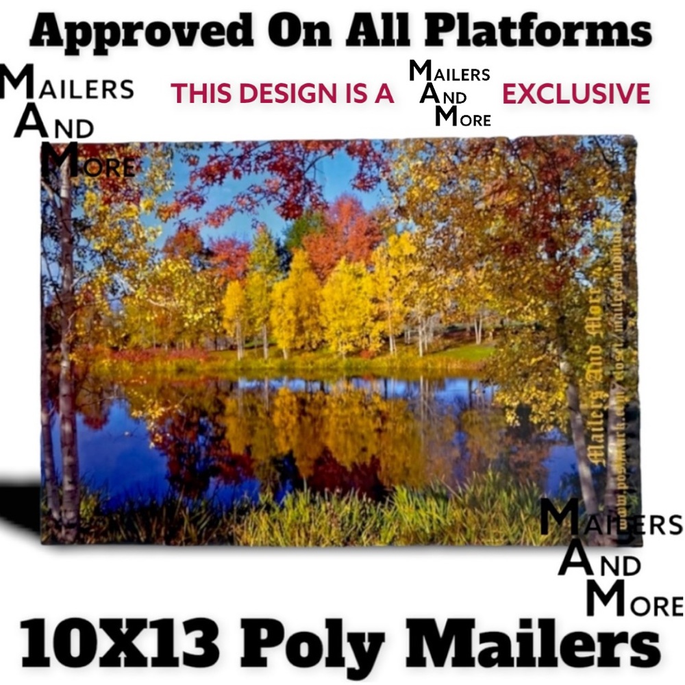 25 10X13 Poly Mailers Autumn Lake Shipping Envelopes PRICE IS FIRM Fall - Picture 9 of 9